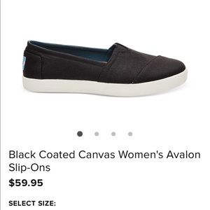 TOMS Black Coated Canvas Women’s Avalon Slip-On’s